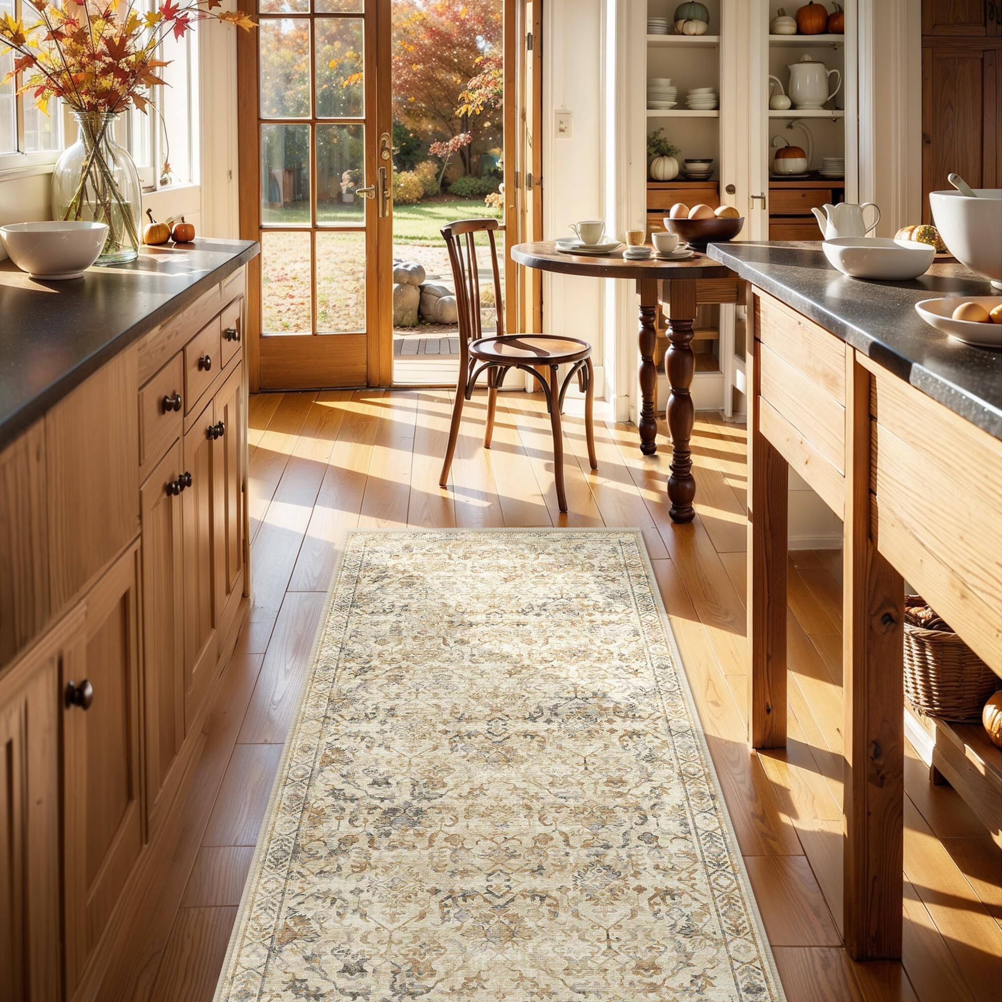 Distressed Light Brown Beige 2'x6'