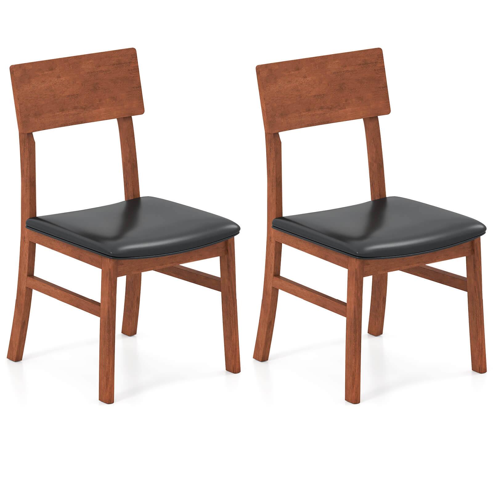 Costway - Dining Chairs Set of 2 with Rubber Wood Legs & Upholstered Seat Curved Backrest - Black,Oak price history on PriceWatchPro
