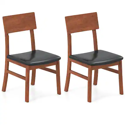 Front. Costway - Costway Dining Chairs Set of 2 with Rubber Wood Legs & Upholstered Seat Curved Backrest - Black,Oak.