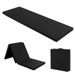 SlickBlue - Tri-Fold Gym Mat with Handles and Removable Zippered Cover for Training - Black