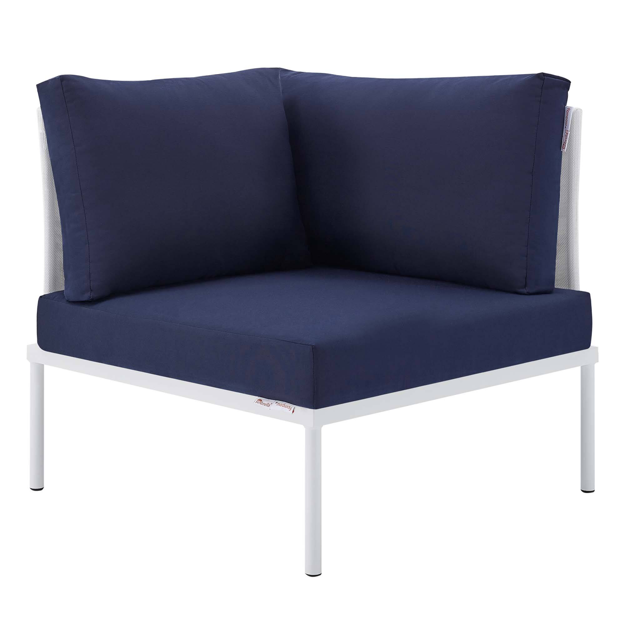 Angle. Modway - Harmony Sunbrella® Outdoor Patio All Mesh Corner Chair by Modway - White Navy.