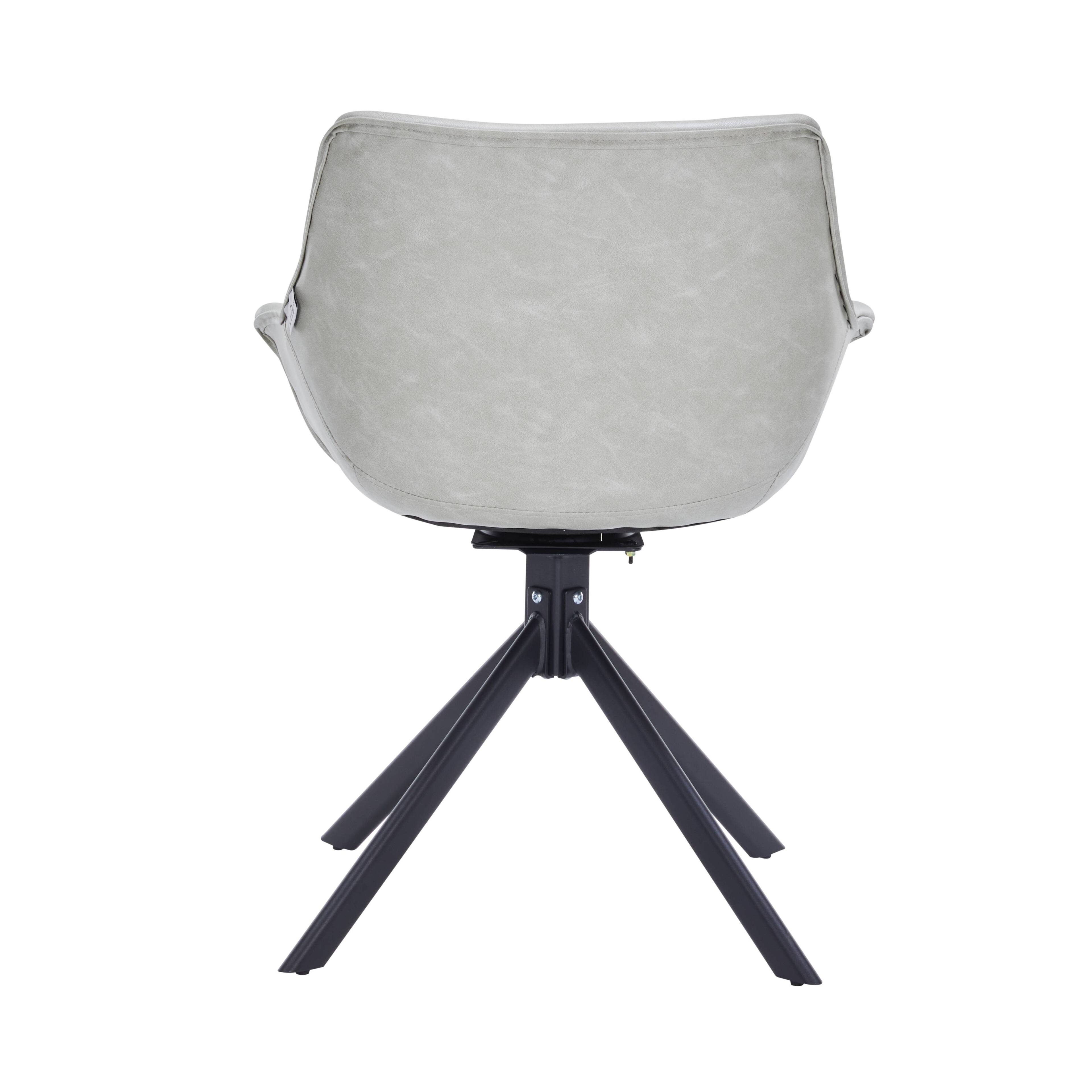 Alt View 4. LeisureMod - Markley 4-PCS Modern 360 Swivel Faux Leather Dining Armchair with Iron Legs - Light Grey.