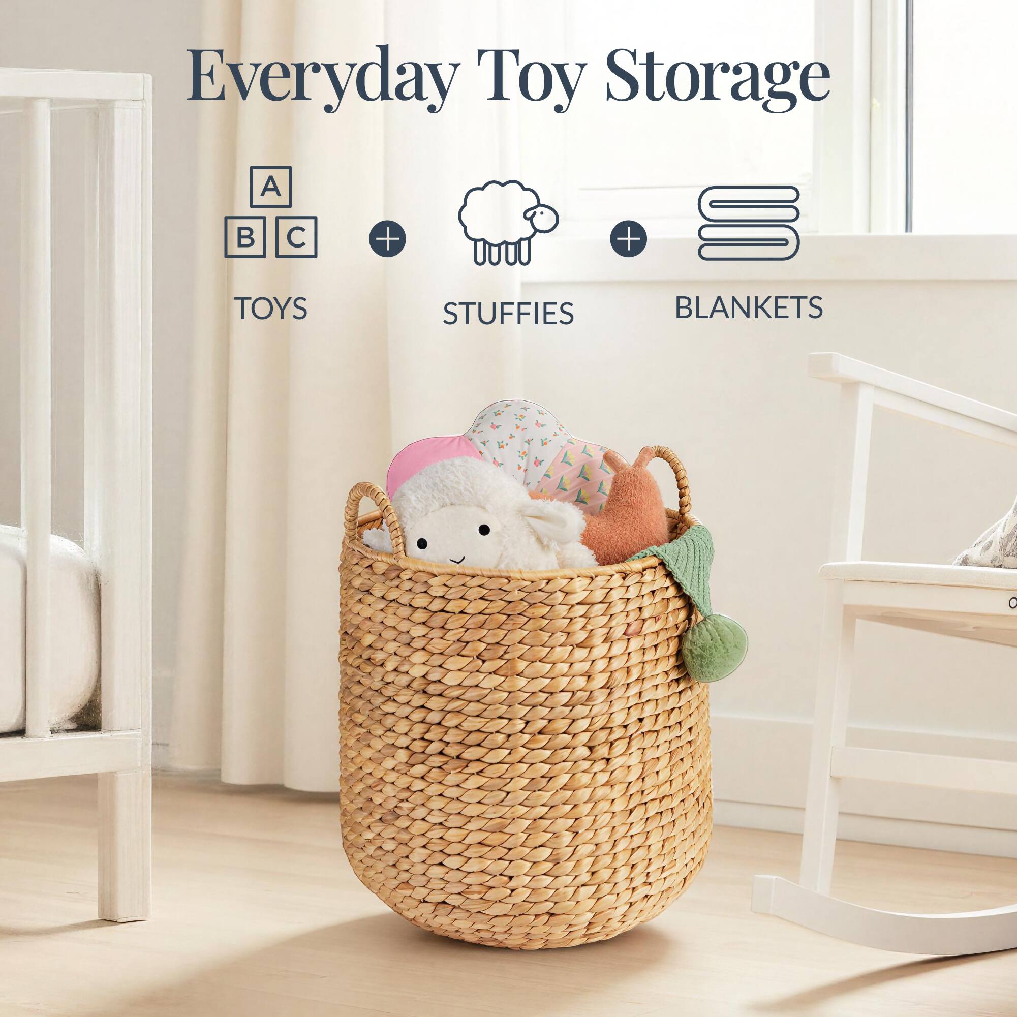 Everyday Toy Storage  
A B C + TOYS STUFFIES BLANKETS