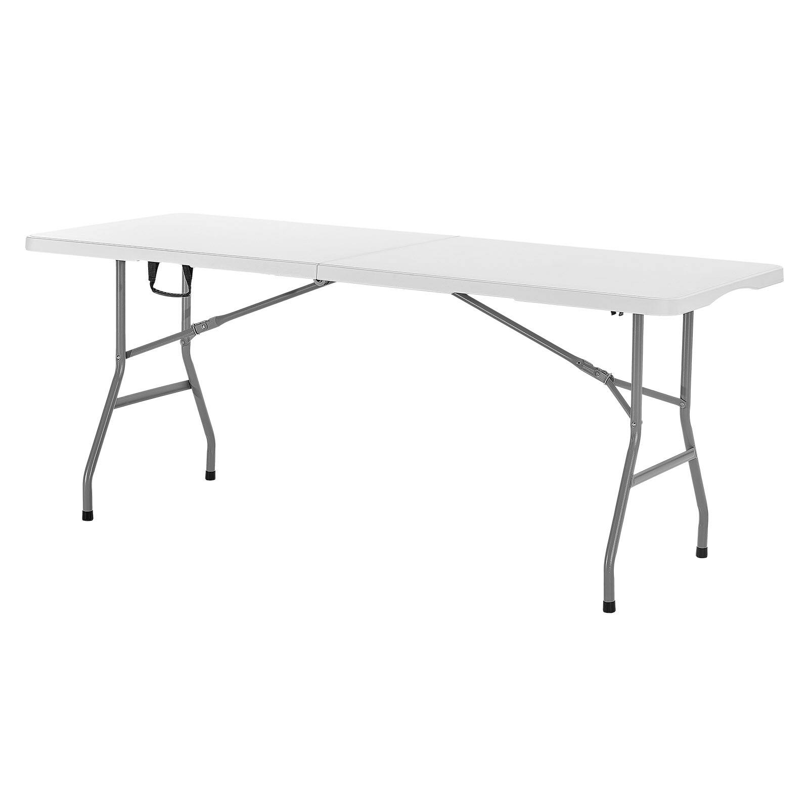 Alt View 5. VEVOR - Folding Table, 6 Ft Heavy Duty Portable Fold-in-Half Utility Table, Indoor Outdoor Plastic Rectangle Table - White.