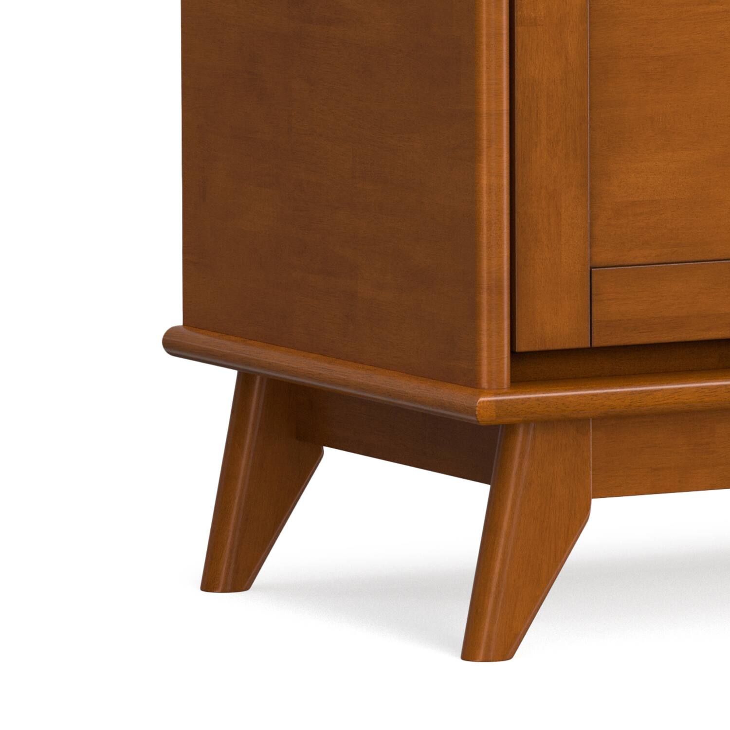 Alt View 4. Simpli Home - Draper 44 inch Wide Solid Wood Mid Century Flip-Down Storage Bench in Teak Brown - Teak Brown.