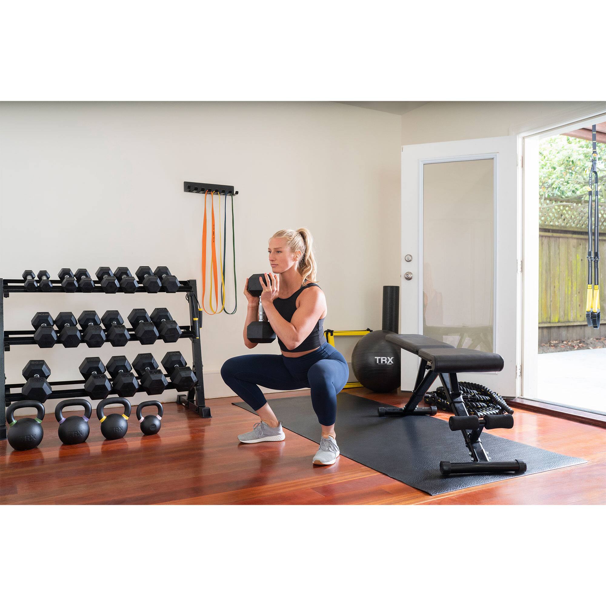 Alt View 3. TRX - TRX Hex Rubber 20 Pound Dumbbell Weight Strength Training Workout Equipment - Black.