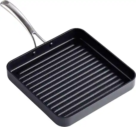 Front. Cooks Standard - 11'' Square Hard Anodized Nonstick Indoor&outdoor Grill Pan for Stovetop, Stay cool handle, Oven Safe Black - black.