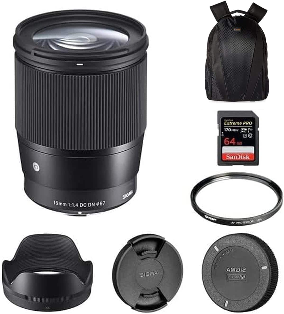 Sigma - 16mm f/1.4 DC DN Contemporary Lens for Sony E, 67mm UV, 64GB, Large Bag