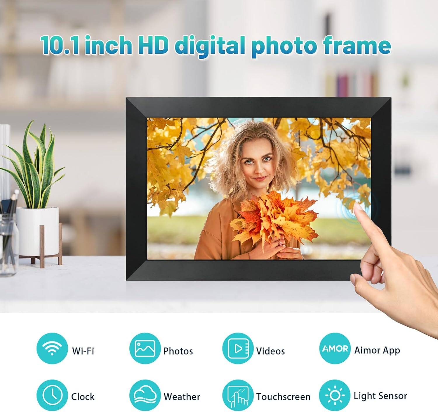 blue Photo Frame 10.1 Inch WiFi Picture Frame IPS HD Touch Screen Smart ...