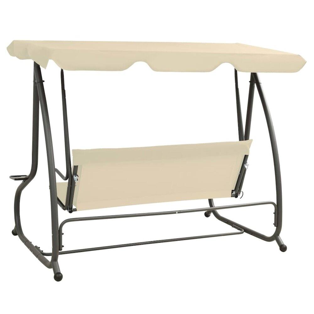 Alt View 2. vidaXL - Swing Bench PVC-coated fabric, powder-coated steel Large - Sand White.