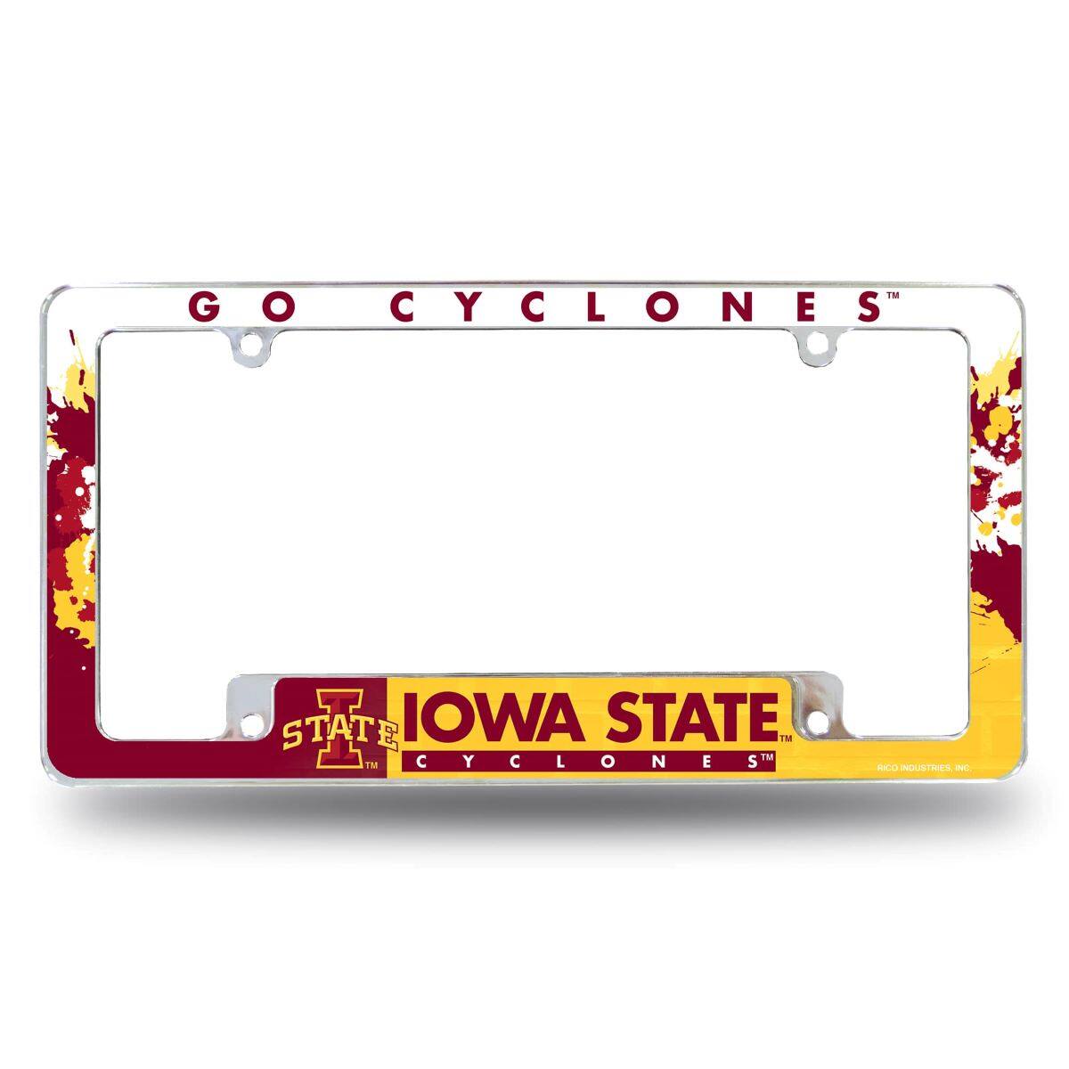 Iowa State Cyclones Chrome Metal License Plate Frame with Bold Full Frame Design