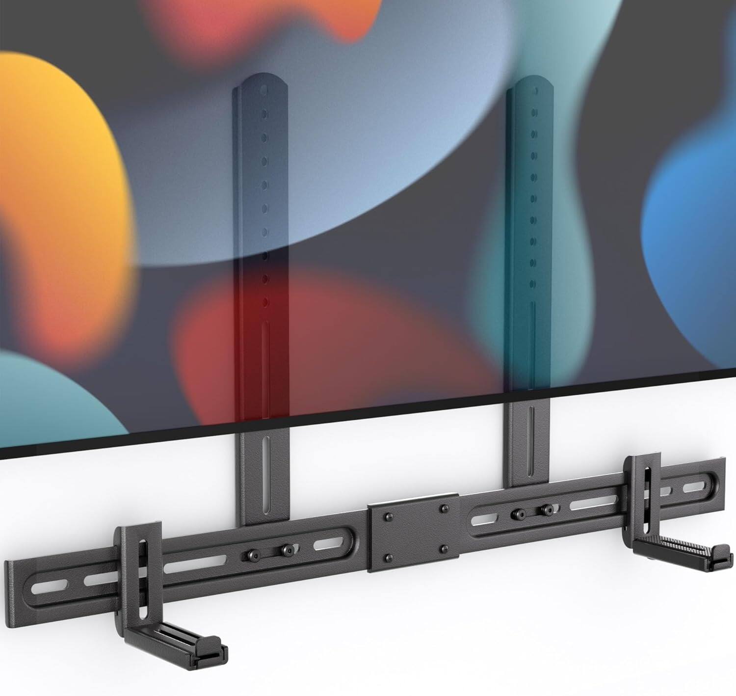 Angle. Schertz - Adjustable Soundbar Mount, Universal Bracket for Soundbars with/without Holes, 3.9"–6.1", 13 lbs, Black - Black.