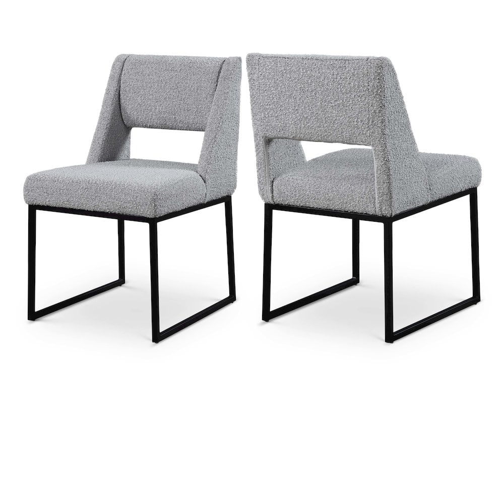 Meridian Furniture - Jayce Grey Boucle Fabric Dining Chair, Set of 2 - Gray