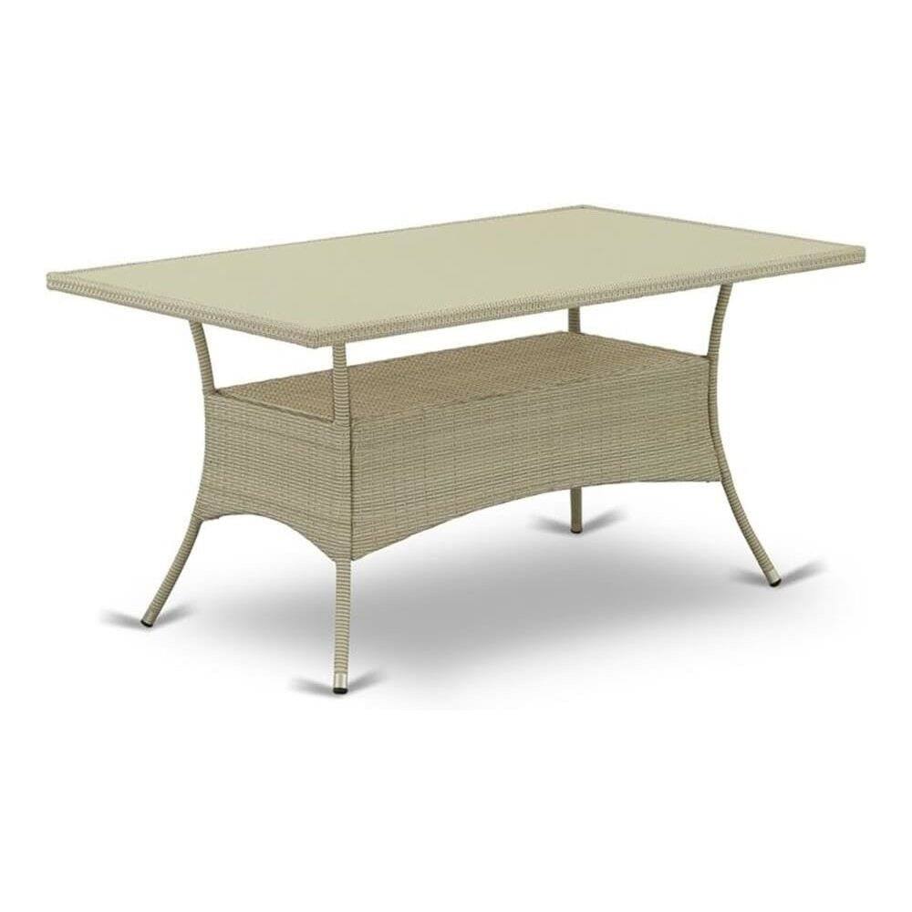 Angle. East West Furniture - Wicker Patio Table Natural Linen - Natural Linen.