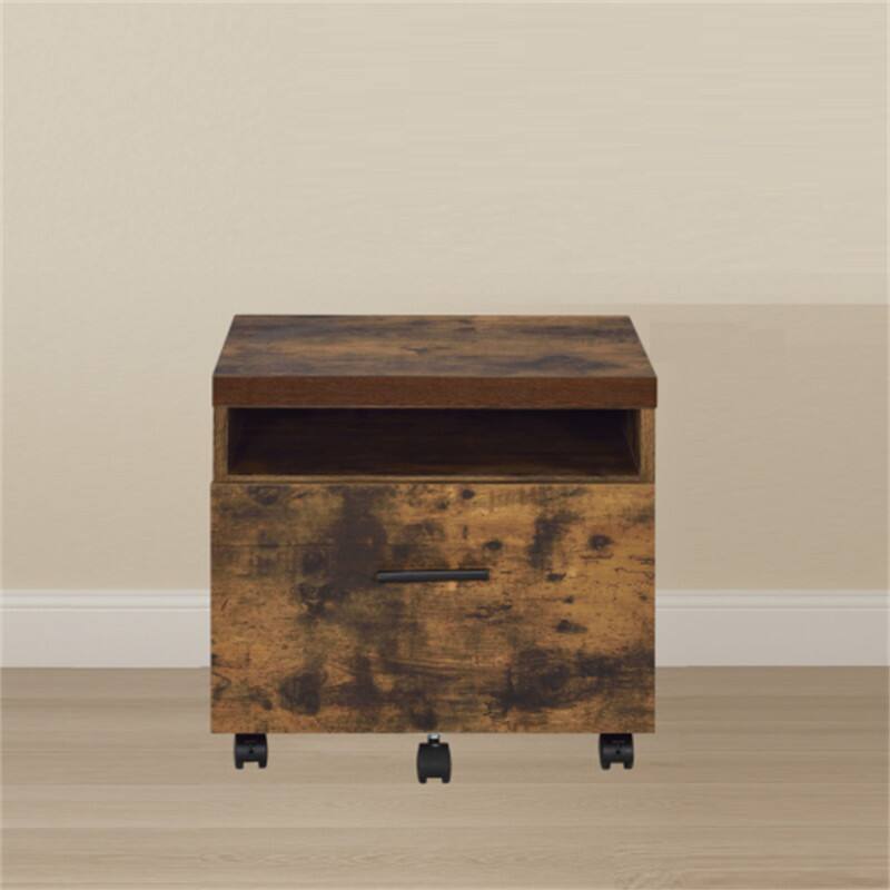 Alt View 2. HTUTWOO - File Cabinet with Drawer and Shelf - Wooden Filing Cabinet with Caster Wheels, Open Storage Shelf, File Storage Unit - Oak.