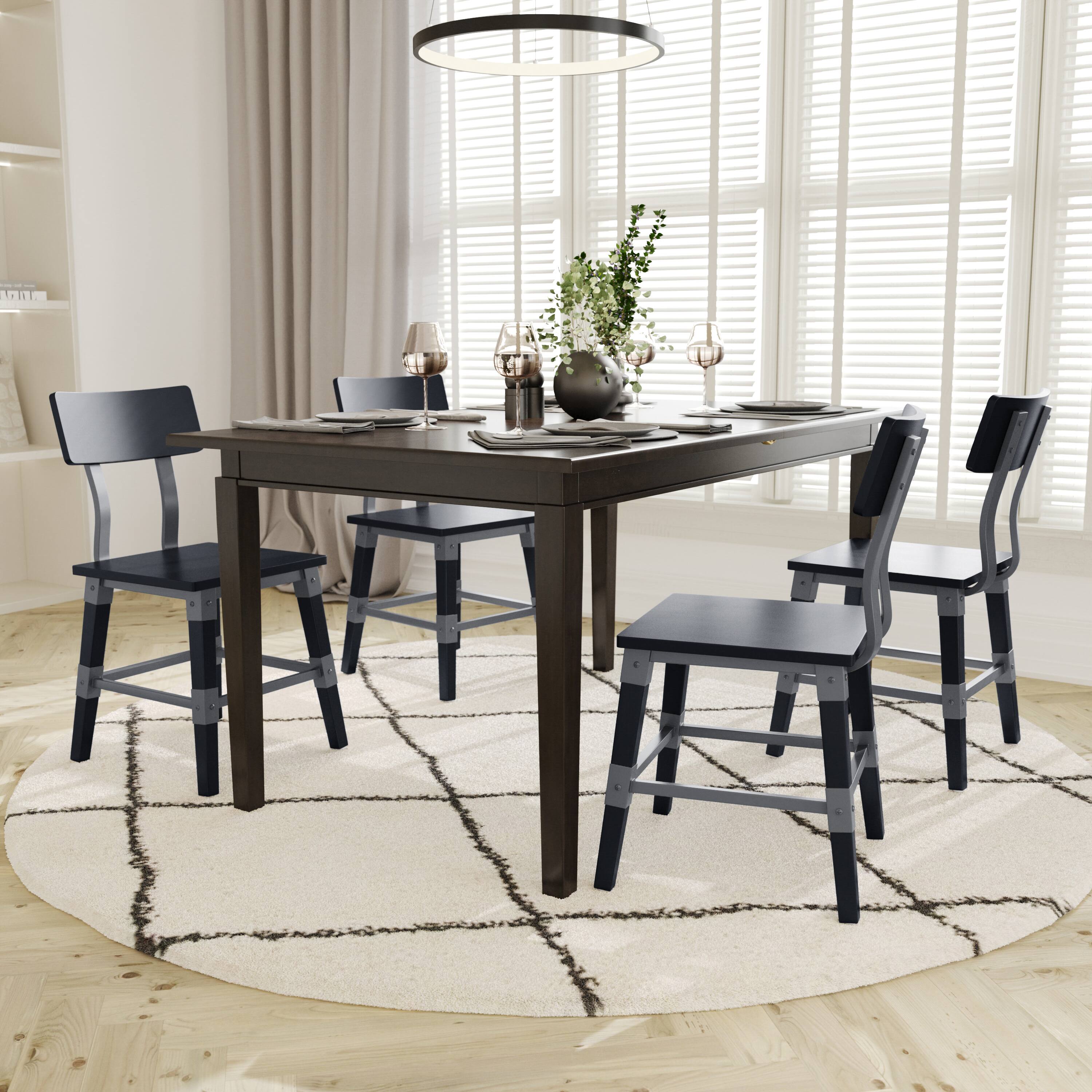 Alt View 2. Emma + Oliver - 2 Pack Commercial Grade Rustic Antique Industrial Style Wood Dining Chair - Black.