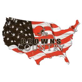 Fan Creations - Cleveland Browns USA Flag Cutout Sign - Multicolor