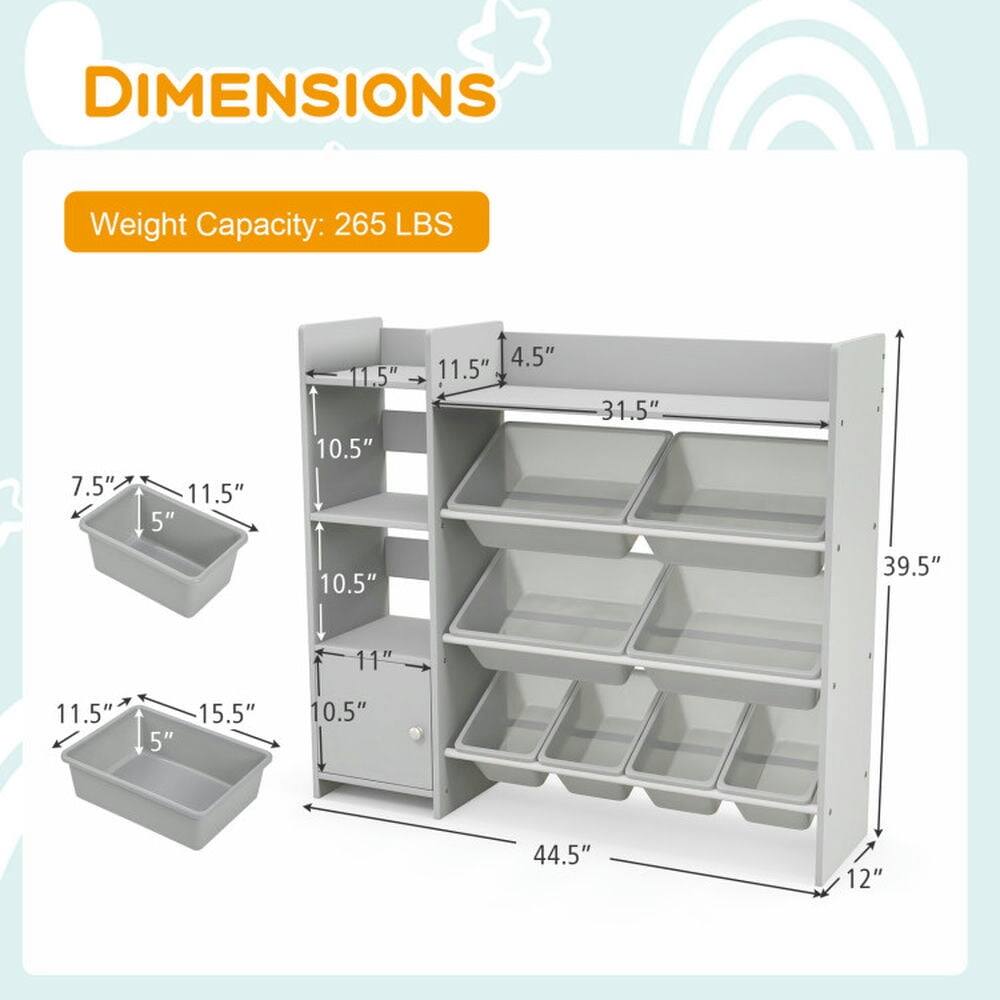 DIMENSIONS  
Weight Capacity: 265 LBS  
7.5" x 11.5" x 5"  
11.5" x 10.5" x 10.5"  
4.5" x 11.5" x 31.5"  
39.5" x 11" x 11.5"  
15.5" x 5" x 10.5"  
44.5" x 12"