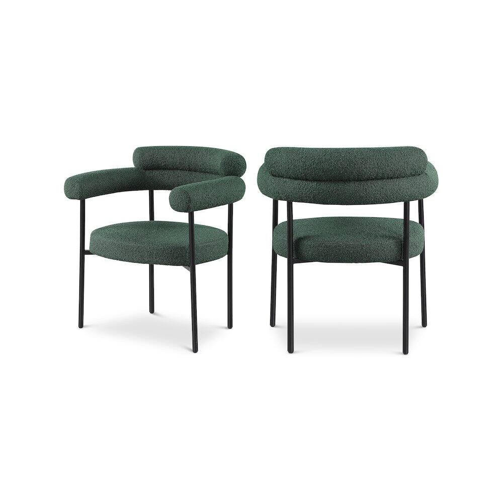 Front. Meridian Furniture - Blake Green Boucle Fabric Dining Chair, Set of 2 - Green.