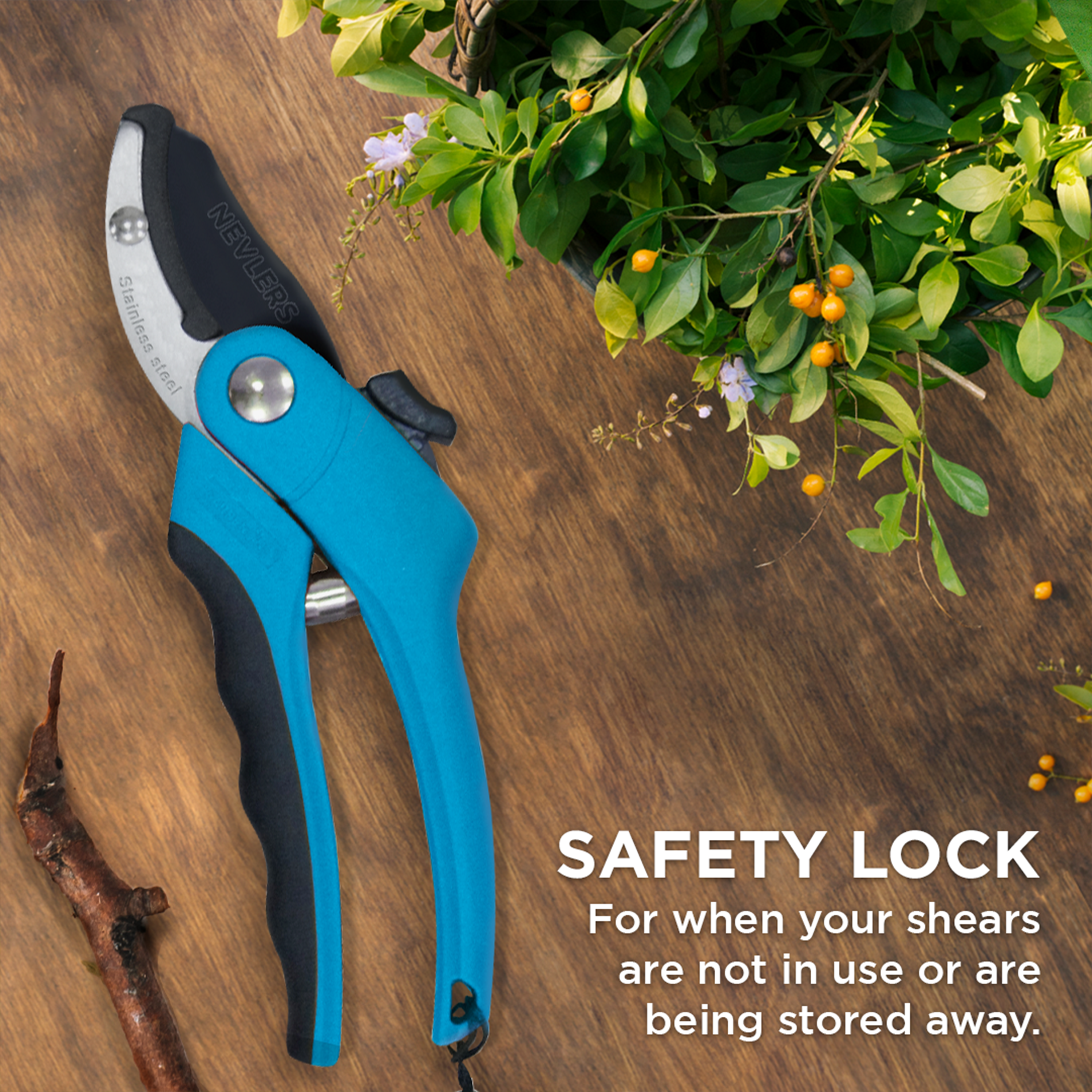 Stainless NEVLERS steal SAFETY LOCK  
For when your shears are not in use or are being stored away.