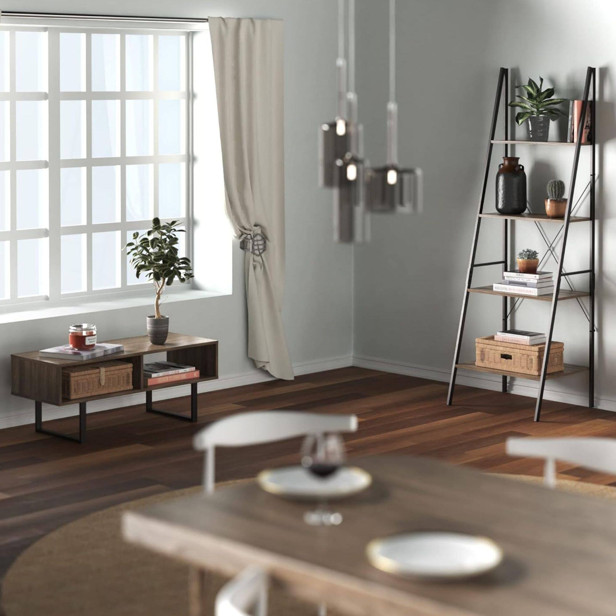 Alt View 3. ClosetMaid - ClosetMaid Wooden Coffee Table with Storage Shelves, Modern Home Furniture, Gray - Gray.