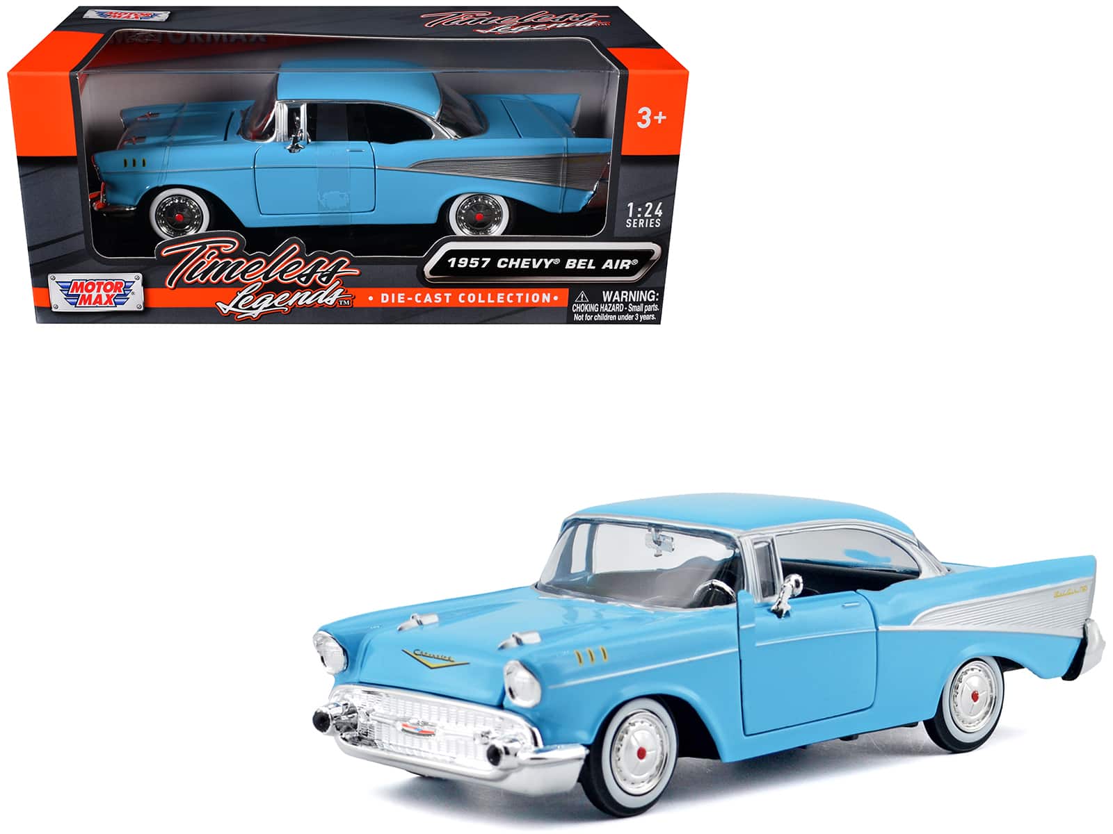 "1957 Chevrolet Bel Air Light Blue ""Timeless Legends"" Series 1/24 Diecast Model Car by Motormax" price history on PriceWatchPro