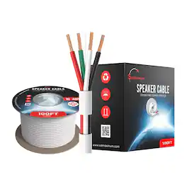 Cables Direct Online - 16/4 Speaker Wire 100ft OFC Oxygen Free Copper CL3 CMR In-Wall Rated Bulk Cable - White