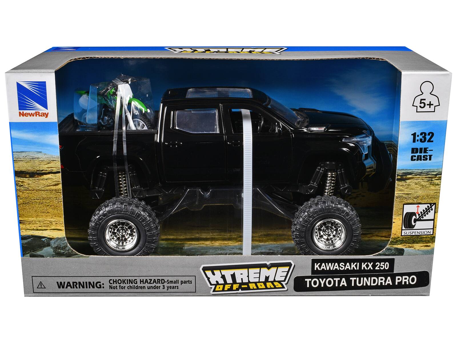 BR NewRay 5+ 1:32 DIE-CAST HN SUSPENSION KAWASAKI KX 250 CHOKING HAZARD-Small parts XTREME TOYOTA TUNDRA PRO WARNING: Not for children under 3 years OFF-ROAD