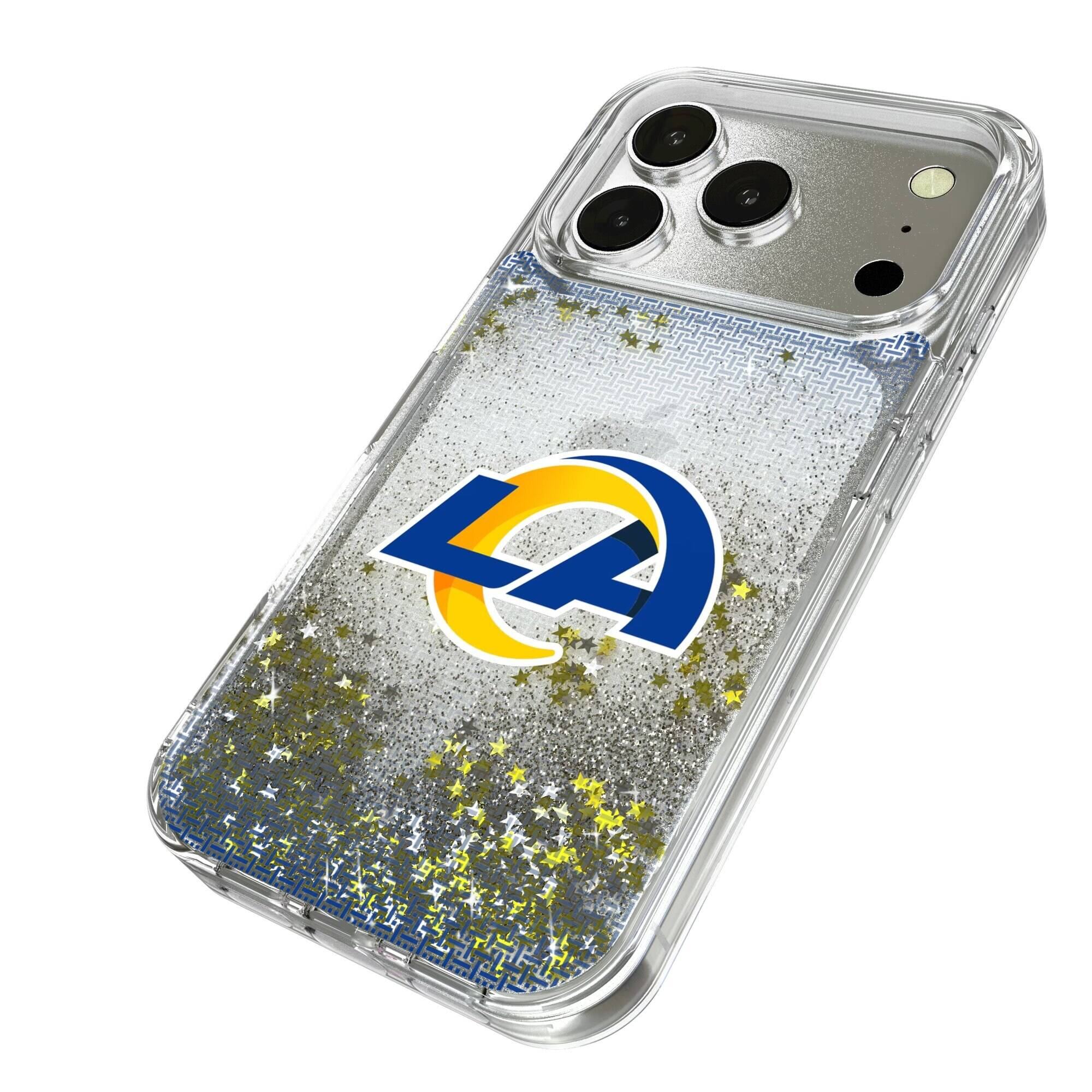 Alt View 1. Keyscaper - Los Angeles Rams Linen Logo iPhone Glitter Case - 14 - Multicolor.