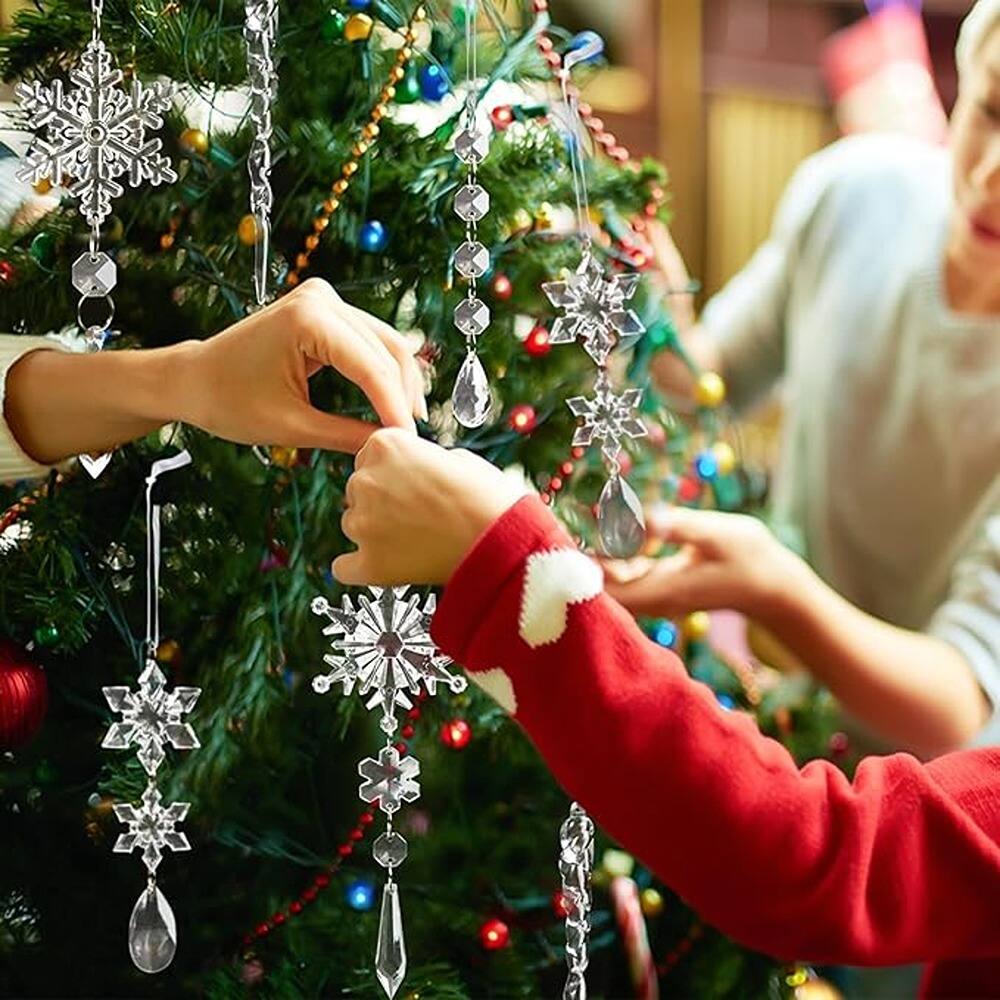 Angle. Schertz - Acrylic Crystal Christmas Tree Ornaments – Snowflake & Icicle Hanging Pendants for Holiday Décor, Chandelier and Winter - crystal.