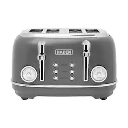 Haden - Chelsea Stainless Steel 4 Slice Toaster, Extra Wide Slots, Grey & Chrome - Grey / Chrome