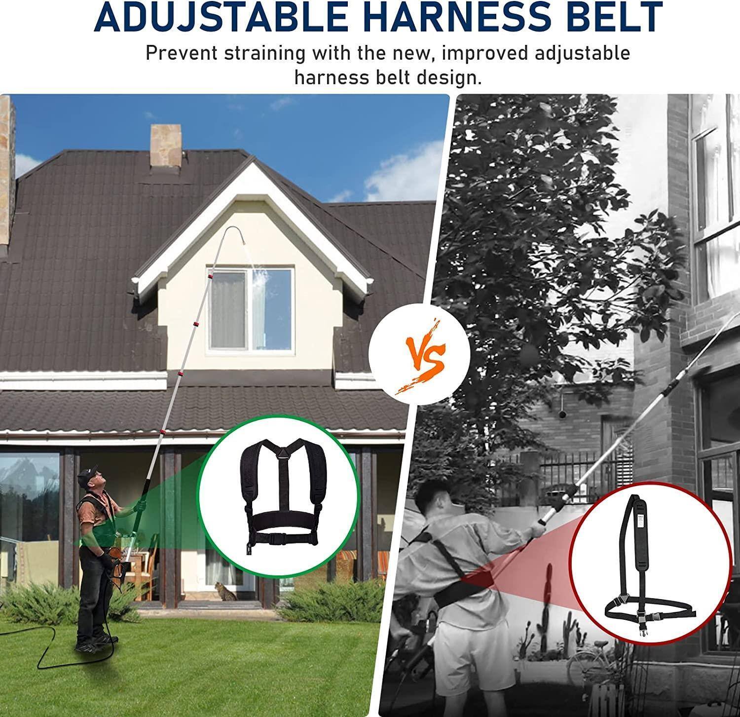 ADJUSTABLE HARNESS BELT  
Prevent straining with the new, improved adjustable harness belt design.