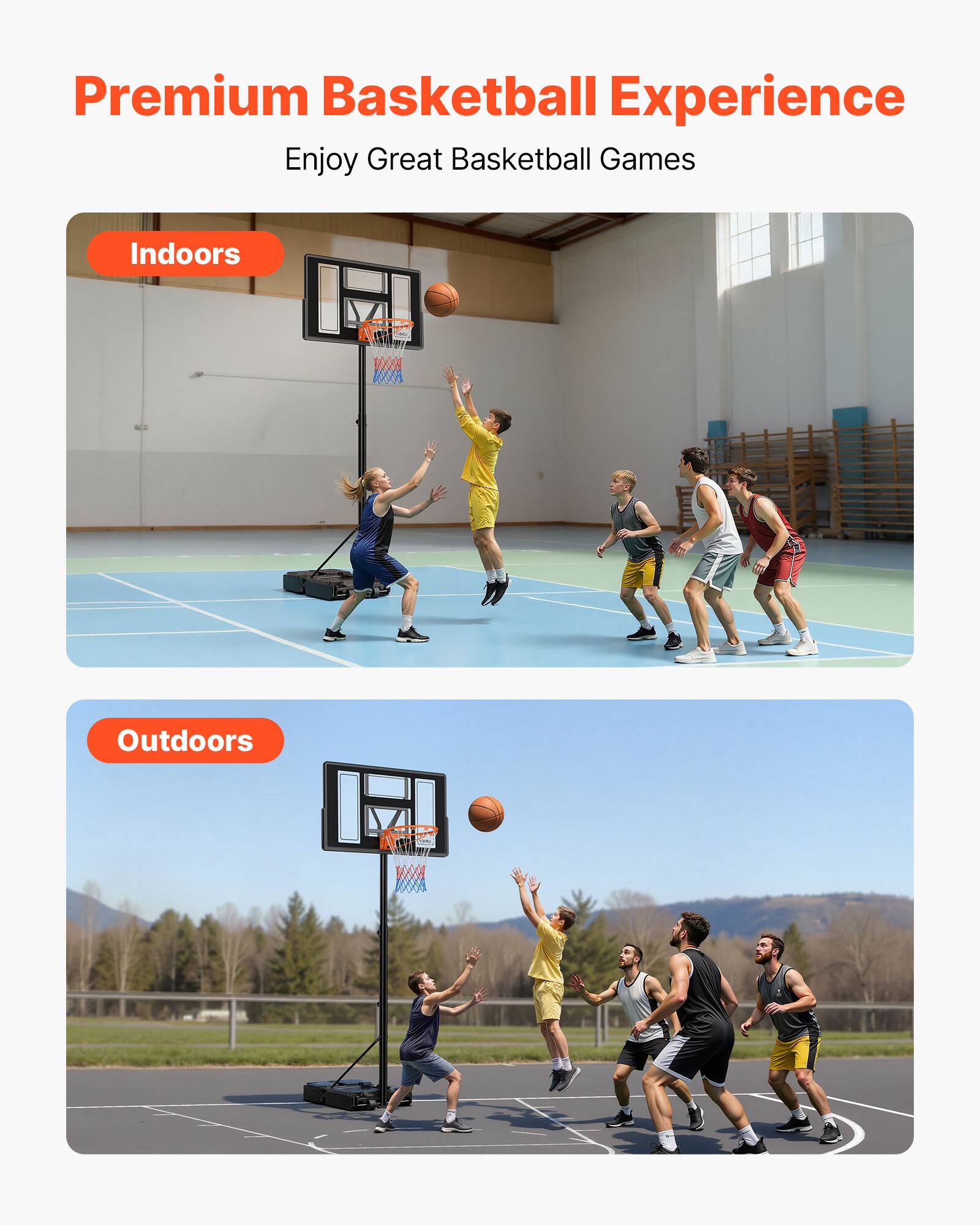 Premium Basketball Experience  
Enjoy Great Basketball Games  

Indoors  

Outdoors