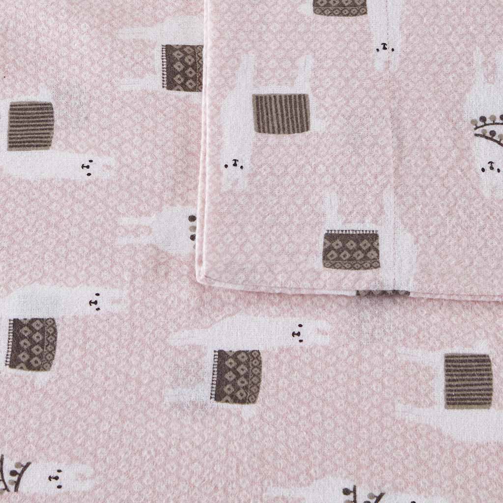 Alt View 5. Gracie Mills - Gracie Mills Atticus Cotton Flannel Printed Sheet Set - Pink Llamas.