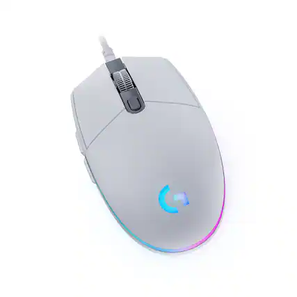 Front. Logitech - G203 LIGHTSYNC Wired Optical Gaming Mouse with 8,000 DPI sensor - White.