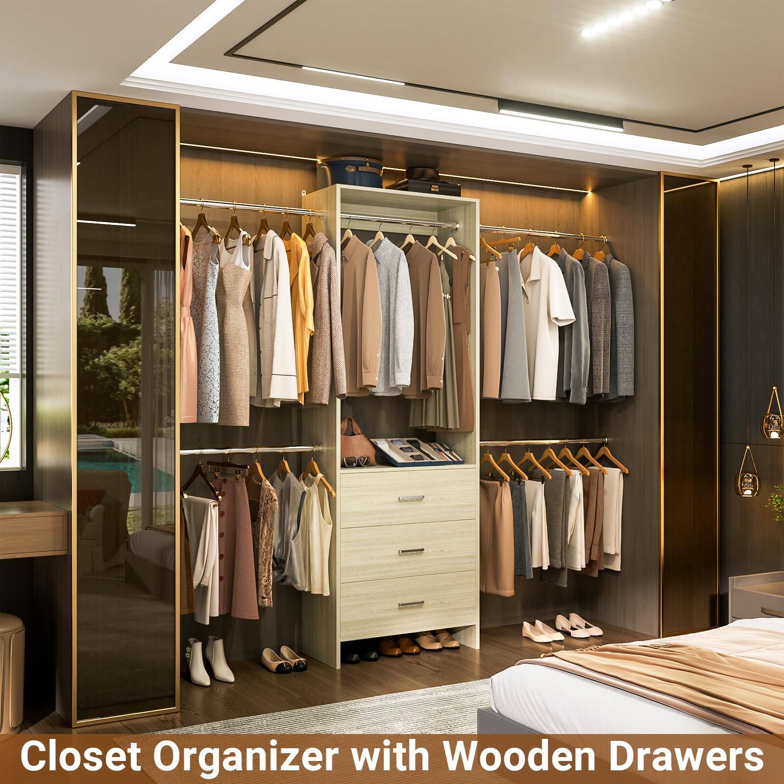 Closet Organizer with Wooden Drawers