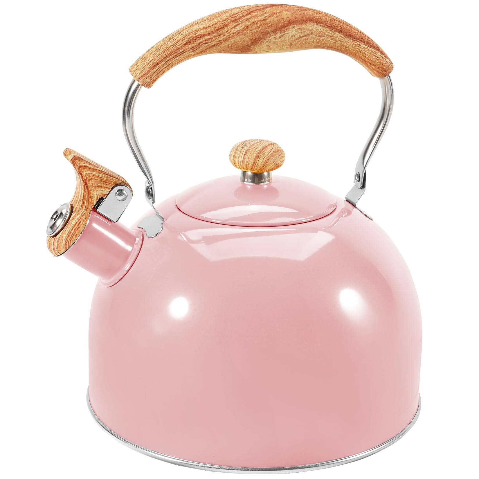 Front. PARKER SLATER - Tea Kettle For Stove Top 85oz/2.6qt Whistling Kettles Boiling Water Milik Or Coffee Pink Stainless Steel Pots With Wo... - Cute Pink.
