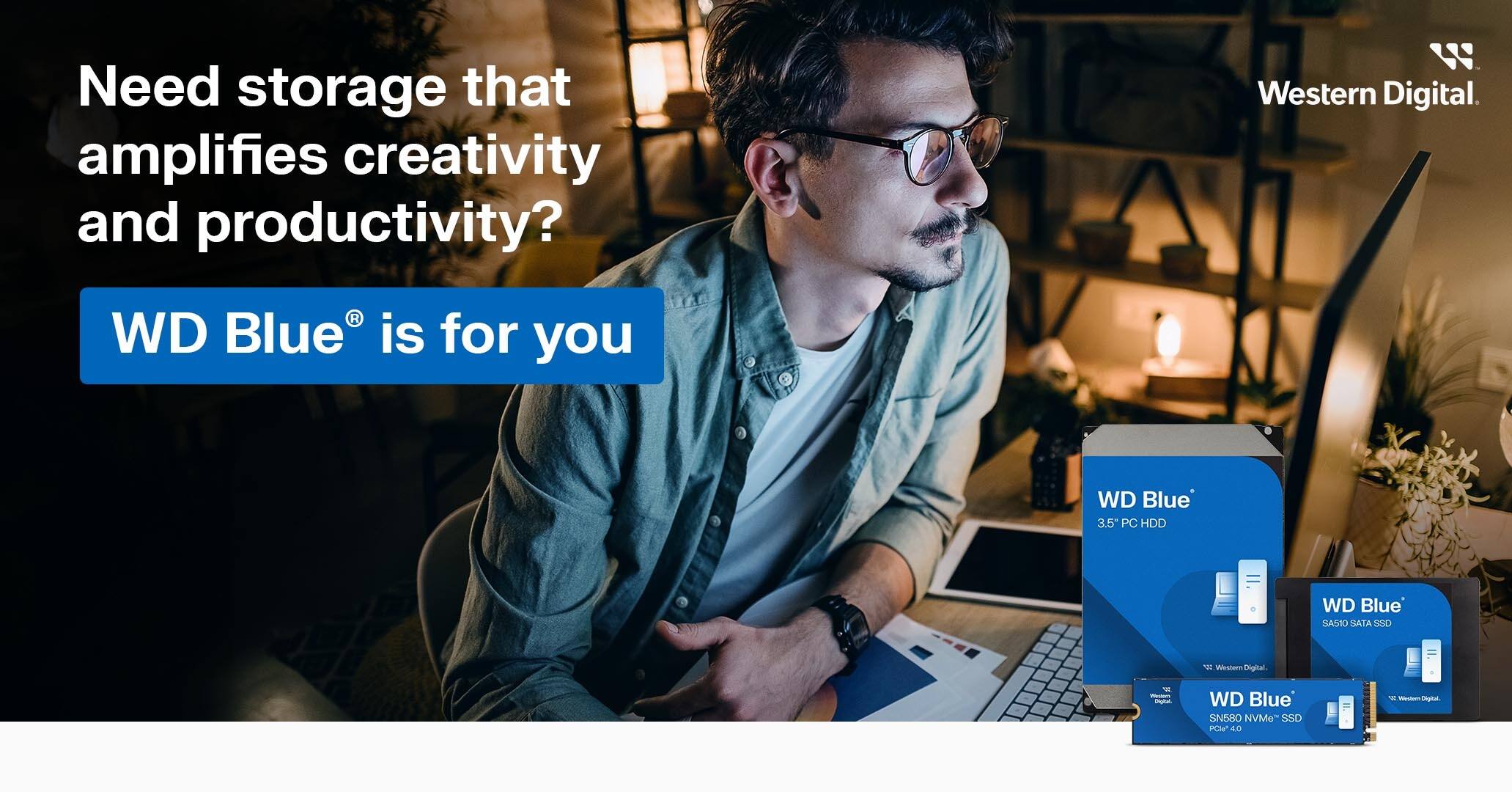 Need storage that amplifies creativity and productivity? WD Blue is for you. WD Blue 3.5" PC HDD WD Blue SAS10 SATA SSD. Western Digital.