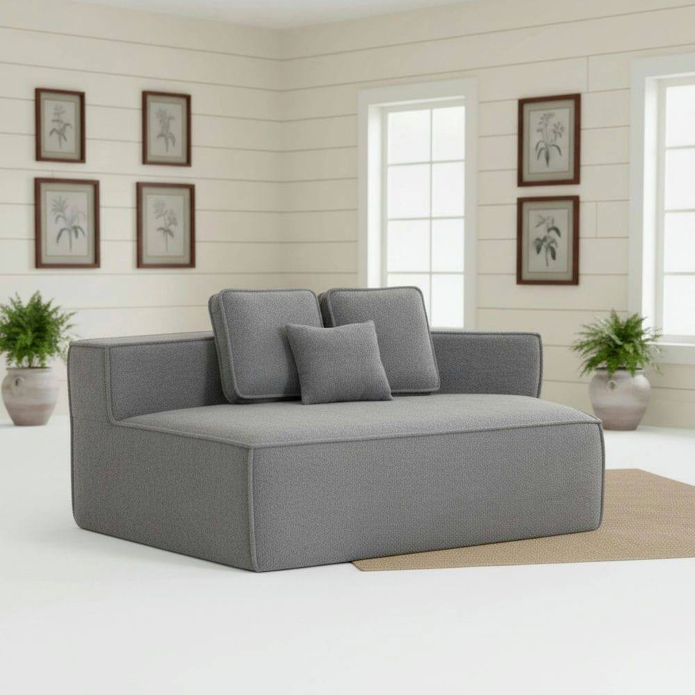 Alt View 7. Kadyn - Grey Teddy Fleece Single Sofa Chair - Compressed Modular Wide Seat with 3 Back Cushions, Cozy for Living Room & Dorm - Gray.
