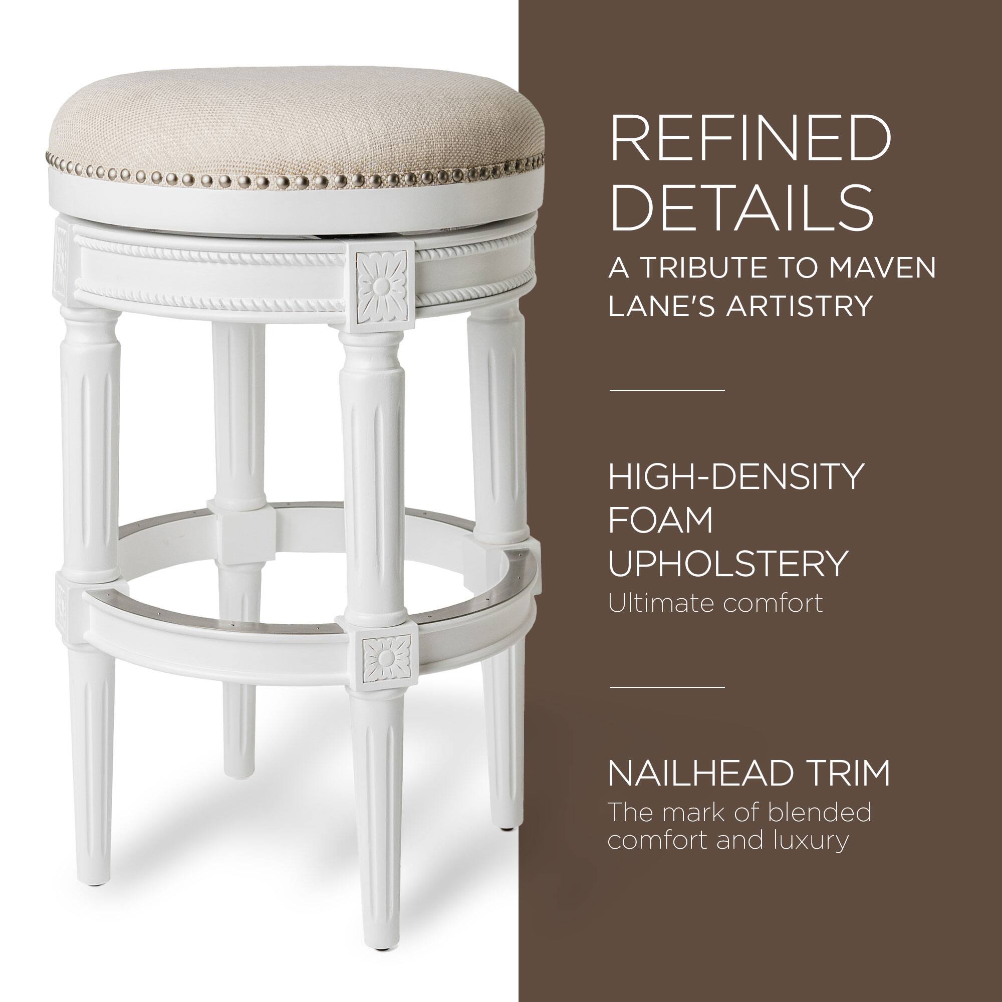 REFINED DETAILS  
A TRIBUTE TO MAVEN LANE'S ARTISTRY  

HIGH-DENSITY FOAM UPHOLSTERY  
Ultimate comfort  

NAILHEAD TRIM  
The mark of blended comfort and luxury