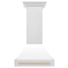 ZLINE Autograph Edition - 30 inches - Externally Vented - Wall Range Hood - Satin Stainless Steel with White Matte Shell