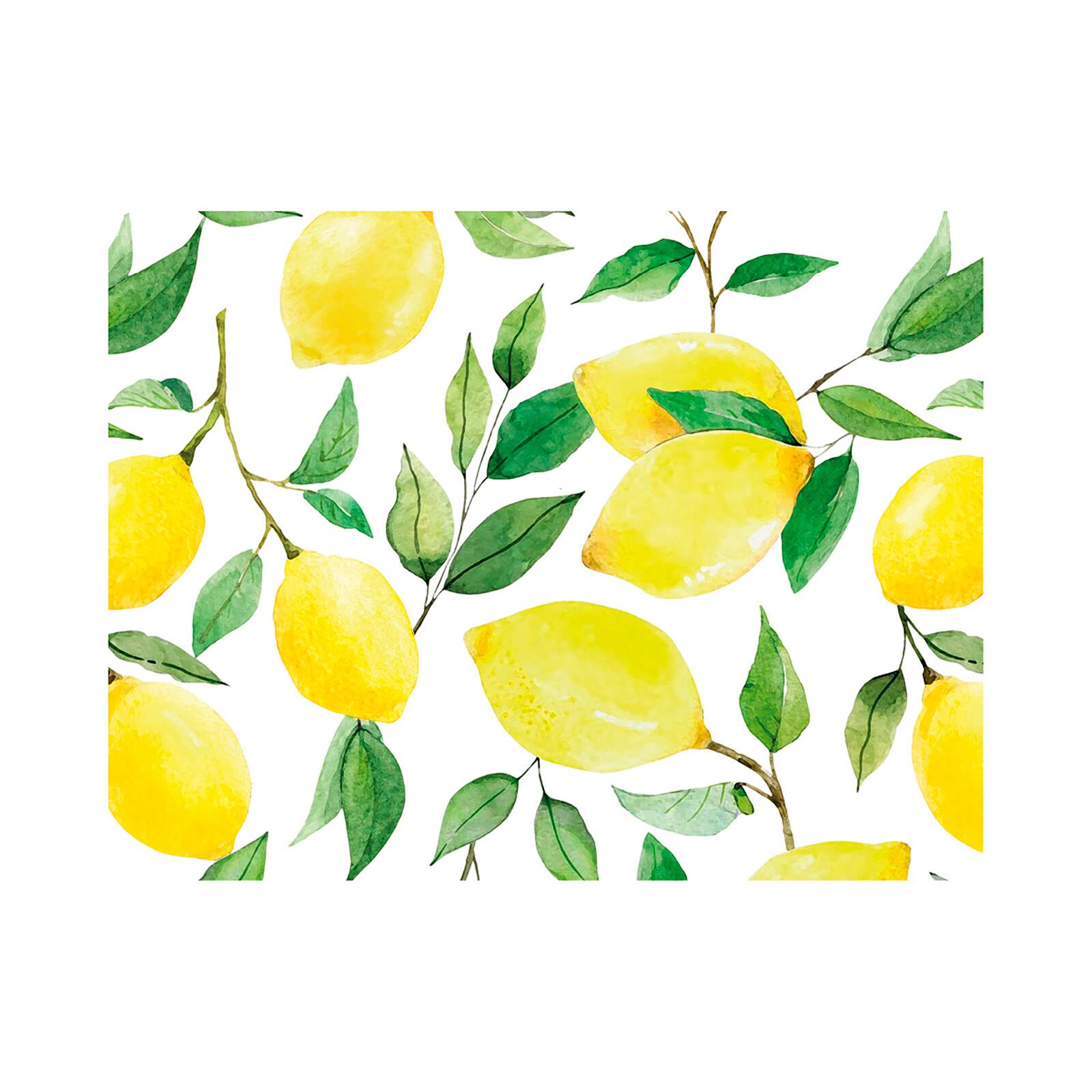 Front. Frieling - Davanti by  Casa Rectangular Vinyl Placemat, 17" x 13", Watercolor Lemon Print - Lemon.