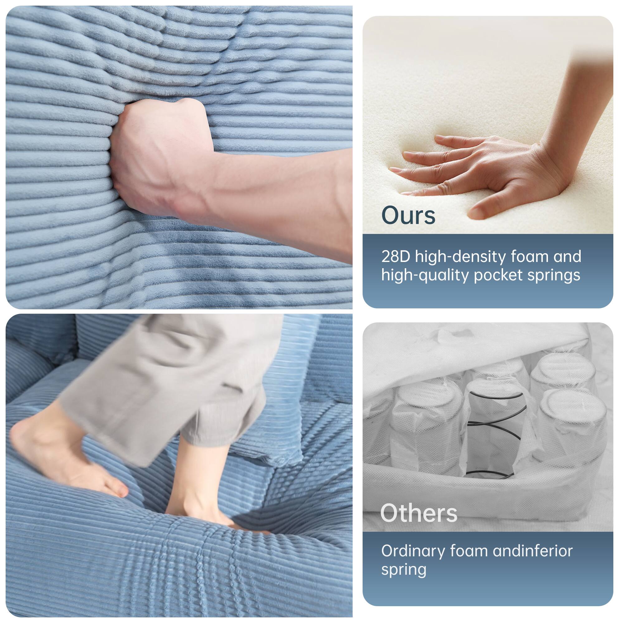 Ours  
28D high-density foam and high-quality pocket springs  

Others  
Ordinary foam and inferior spring