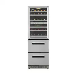 Equator - Connoisseurs Club 3-Zone 84 Bottle Wine Refrigerator+2 Drawers 110V - Silver