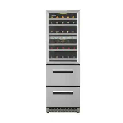 Front. Equator - Equator Connoisseurs Club 3-Zone 84 Bottle Wine Refrigerator+2 Drawers 110V - Silver.