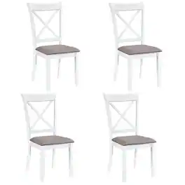 Gymax - Dining Chairs Set of 4 w/Comfortable Backrest & Padded Seat for Living Room - White