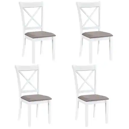 Front. Gymax - Gymax Dining Chairs Set of 4 w/Comfortable Backrest & Padded Seat for Living Room - White.