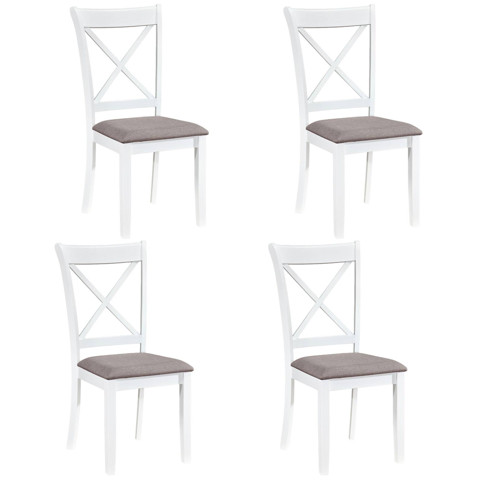 Front. Gymax - Gymax Dining Chairs Set of 4 w/Comfortable Backrest & Padded Seat for Living Room - White.
