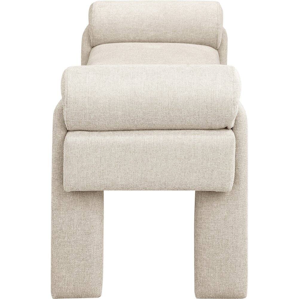 Alt View 3. Meridian Furniture - Stefano Beige Polyester Fabric Bench - Beige.