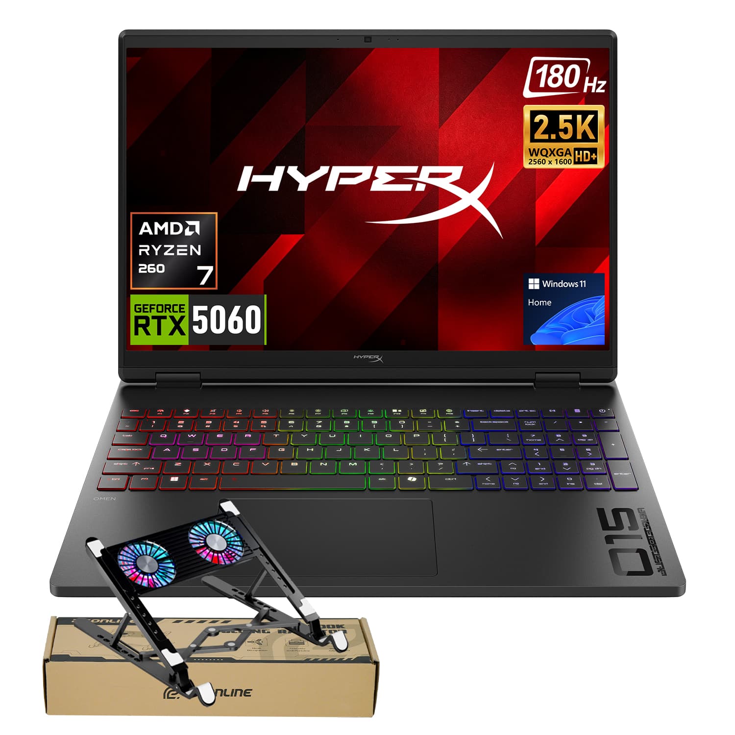 180 Hz  
2.5K WQXGA HD+ 2560 x 1600  
AMD RYZEN 7 2600  
Windows 11 Home  
GEFORCE RTX 5060